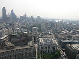 London St. Pauls Cathedral 11 Golden Gallery View Of Canary Wharf From the top of the Golden Gallery at St. Paul�s Cathedral, here is a view eastward to Canary Wharf, which has the tallest building in England at 244m. On the left in the foreground is 30 St. Mary Axe, infamously known as the Gherkin.